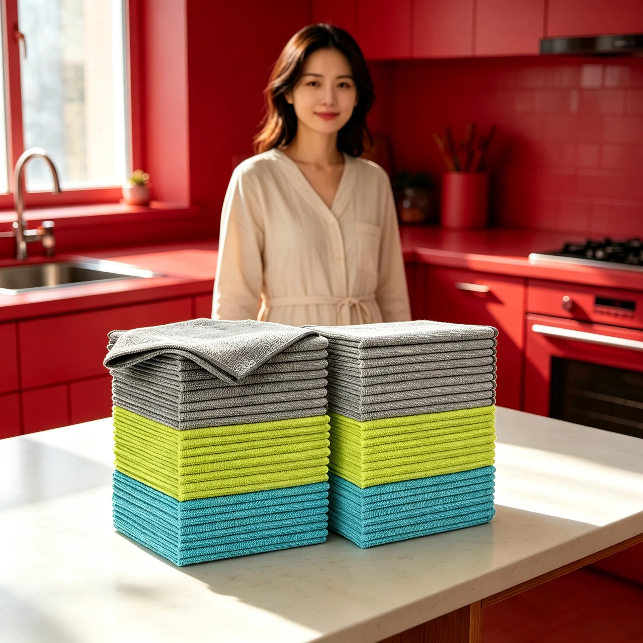 Microfiber Cleaning Cloth Set Wholesale - Durable Absorbent Dishwashing Rags for Kitchen Bathroom 1/5/10/20pcs Household Towels