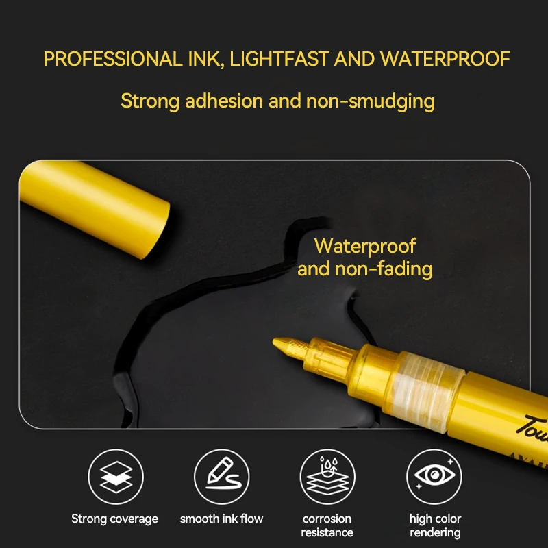 مقاوم للماء فرشاة معدنية دائمة أقلام خطاط (ماركر) 0.7 مللي متر/1.0 مللي متر لتقوم بها بنفسك الراتنج قالب الذهب الفضة الرسم لوازم الحرفية علامات القلم