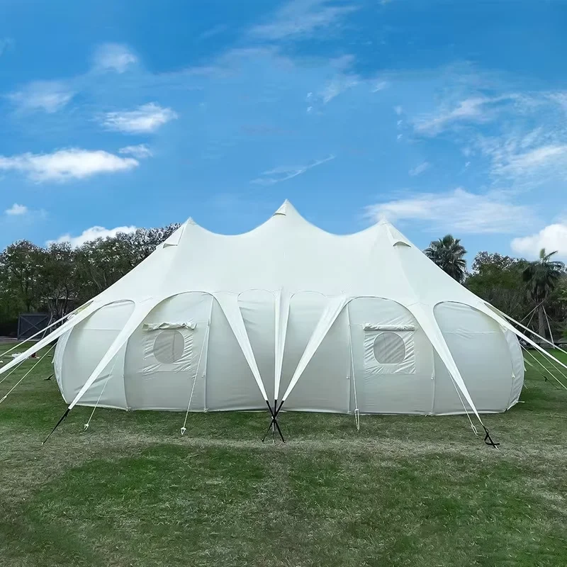 60-80 شخصًا في الهواء الطلق حفل زفاف الحدث خيمة كبيرة على الشاطئ ظلة يطير قماش القنب إطار فولاذي #5