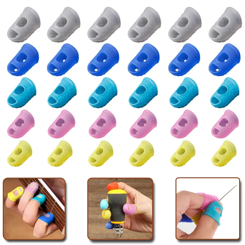 

5/10Pcs Silicone Finger sleeve Slip Anti-scalding Needle Flip Book Money Playing Piano Thimble Tip Hollowed Out Breathable