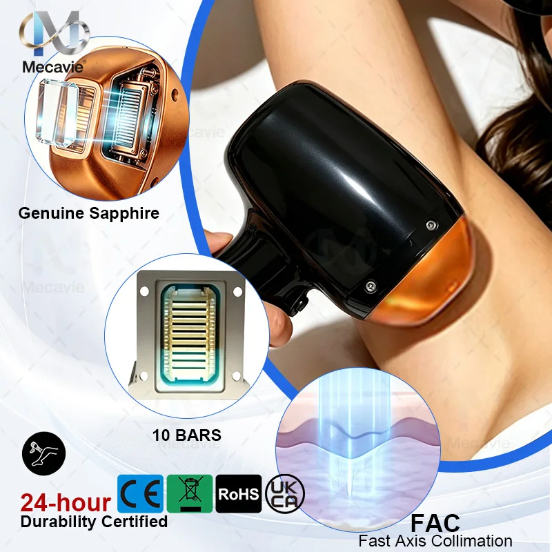 Mecavie 6 Wavelengths Diode Laser Hair Removal Machine 755-1064nm, Ice Cooling Painless Permanent Depilation, For Beauty Salon