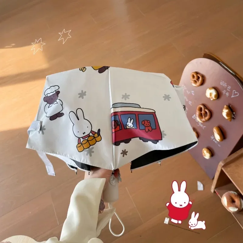 Kawaii Miffy Cute Fully Automatic Transparent Umbrella Three Fold Umbrella Sun Protection UV Protection Sun Umbrella Gift Toy view 3