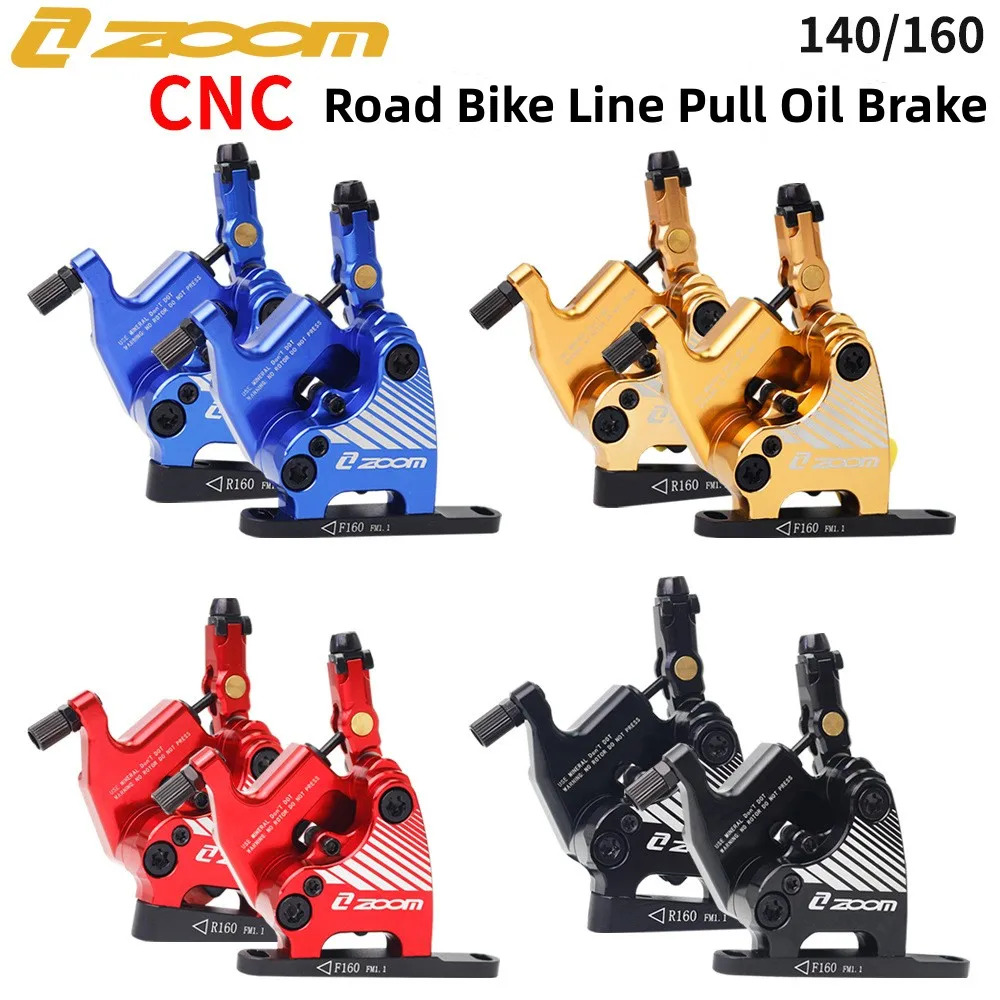 ZOOM Road Bike Brake Caliper HB-110 Line Pulling Hydraulic Disc Double Brake Calipers Front & Rear 140/160mm Rotor CNC Aluminum