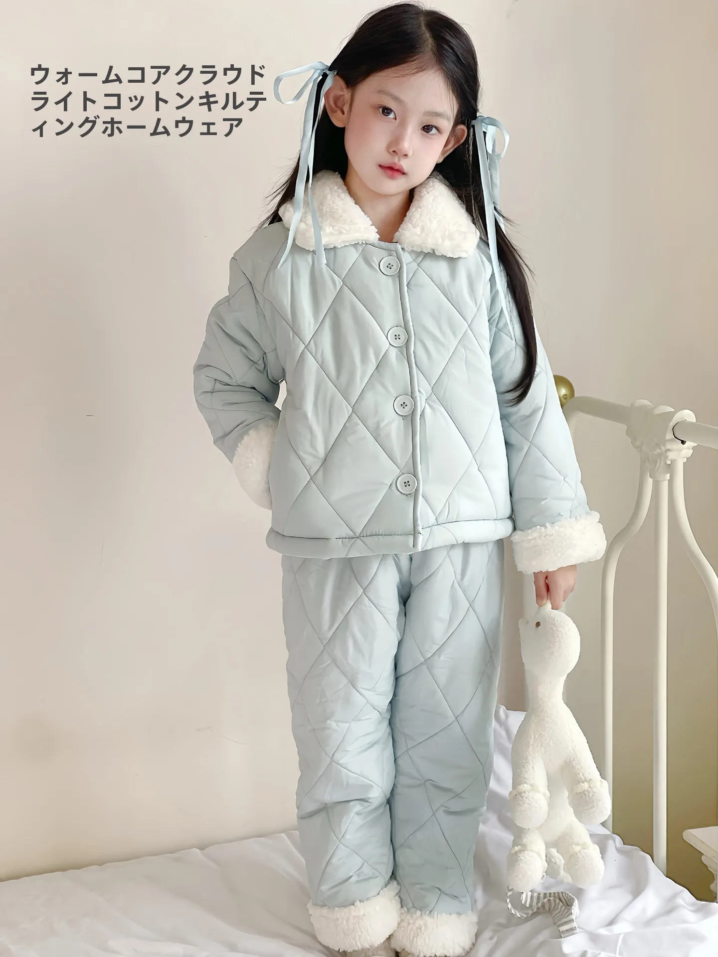 girls-winter-clothes-set-thiened-lamb-velvet-warm-home-clothes-two-piece-set-children's-faionable-outfit-long-sve-flip