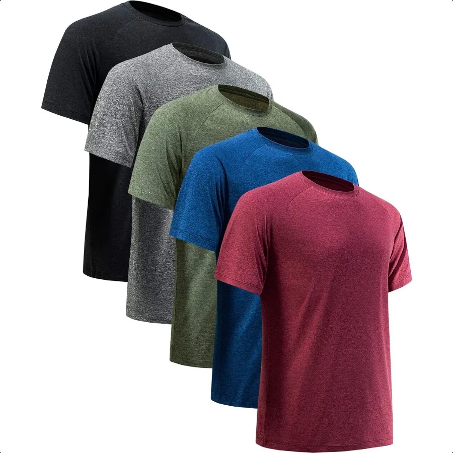 

Workout Shirts for Men Short Sleeve Quick Dry Athletic Gym Active T Shirt Moisture Wicking