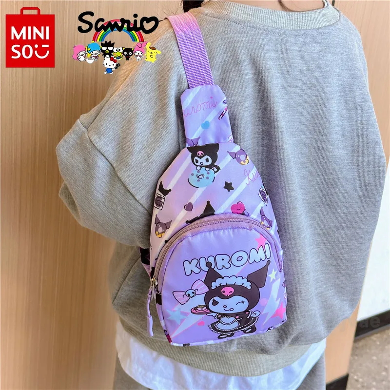 Sanrio 2024 New Children's Chest Bag Fashionable High Quality Nylon Girl Waist Bag Cartoon Casual Portable Sports Storage Bag