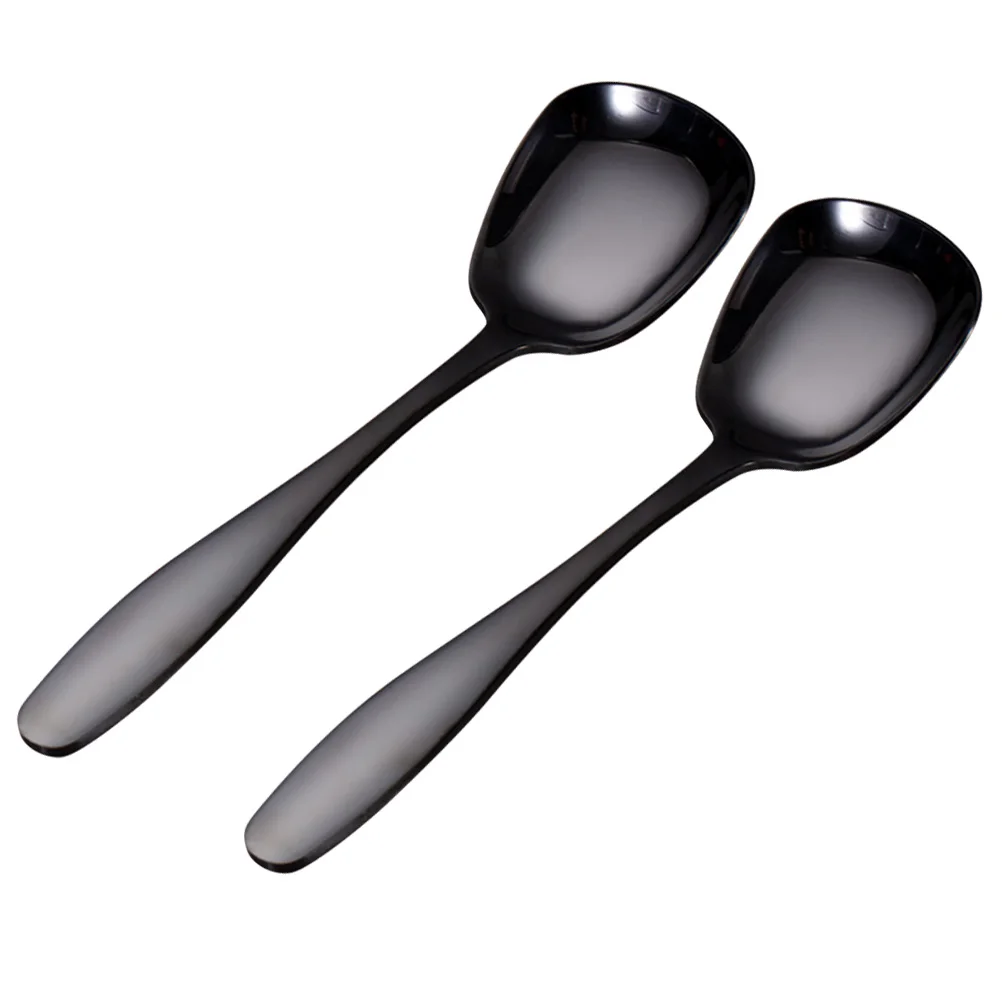 

Ложка из нержавеющей стали с квадратным дном, суповая ложка, полированная кухонная утварь с плоским дном, легко чистящиеся сервировочные ложки, которые можно мыть в посудомоечной машине
