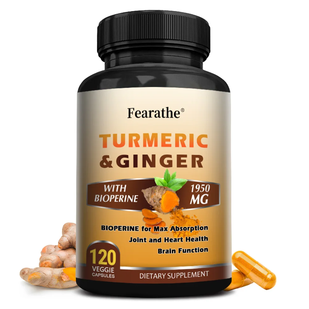 

Turmeric Curcumin Supplement 1950mg - with Organic Turmeric & Ginger, BioPerine Black Pepper for Best Absorption, Joint Support