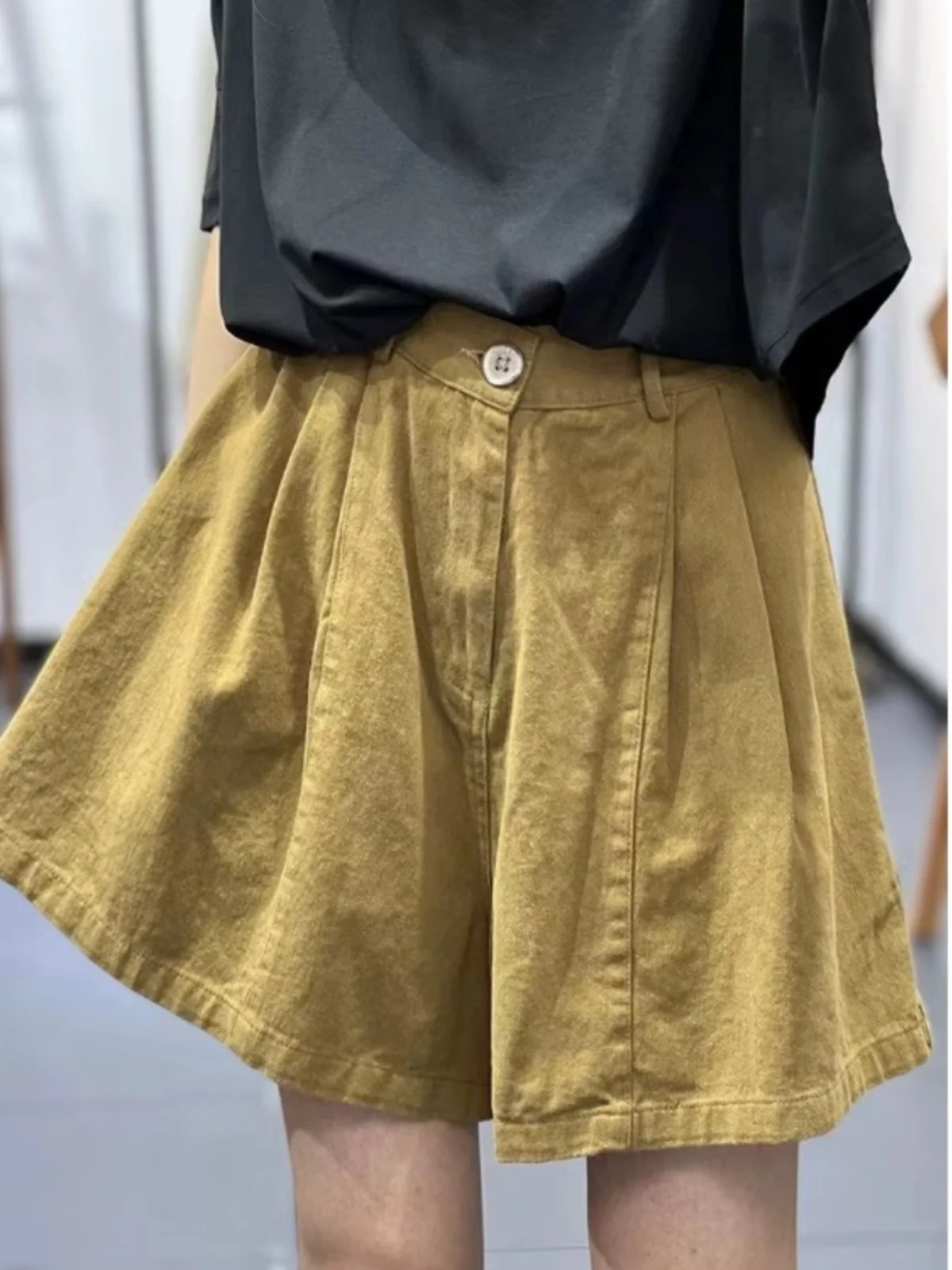 القطن الكتان ort السراويل النسائية الصيف تخفيف عالية الخصر فضفاضة عادية خمسة أرباع السراويل واسعة الساق رقيقة الكتان ألف خط الساخن o... #2