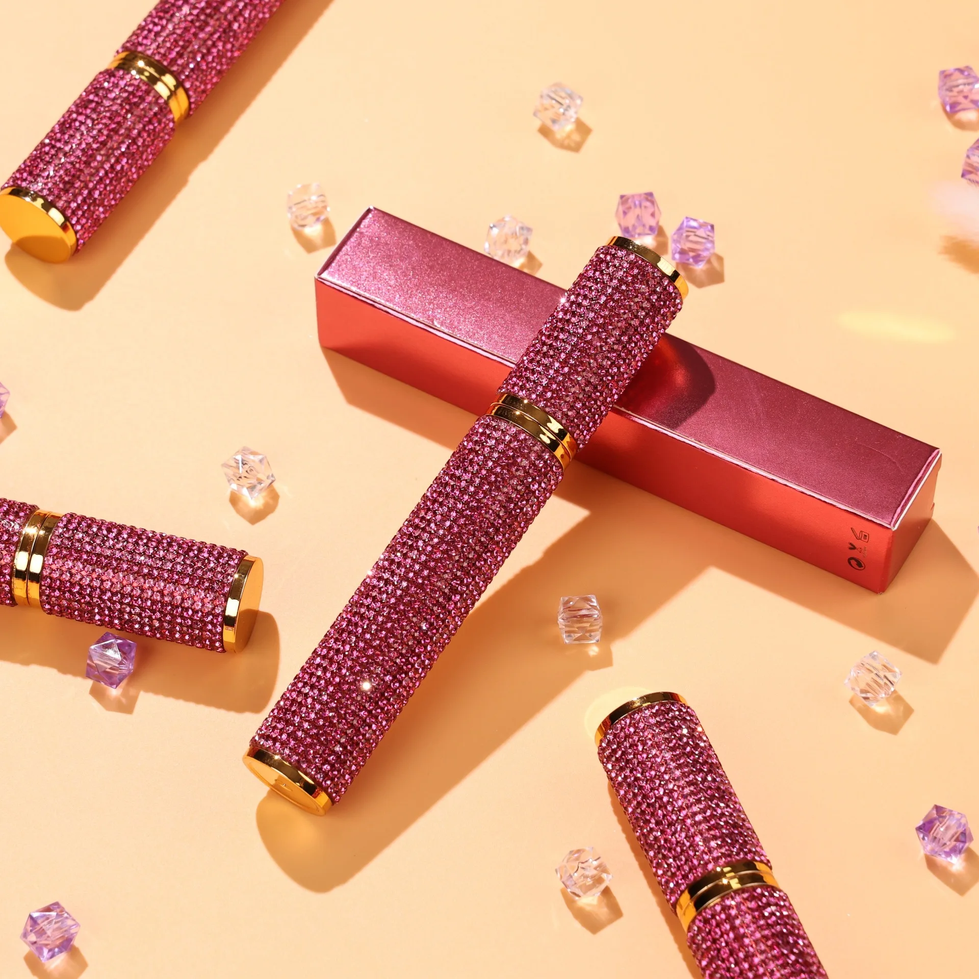 Private Label Diamond Mascara, heiße rosa Farbe, wasserfest und langlebig, maßgeschneiderte Logo-Fibe-Mascara, Wimpernverlängerung