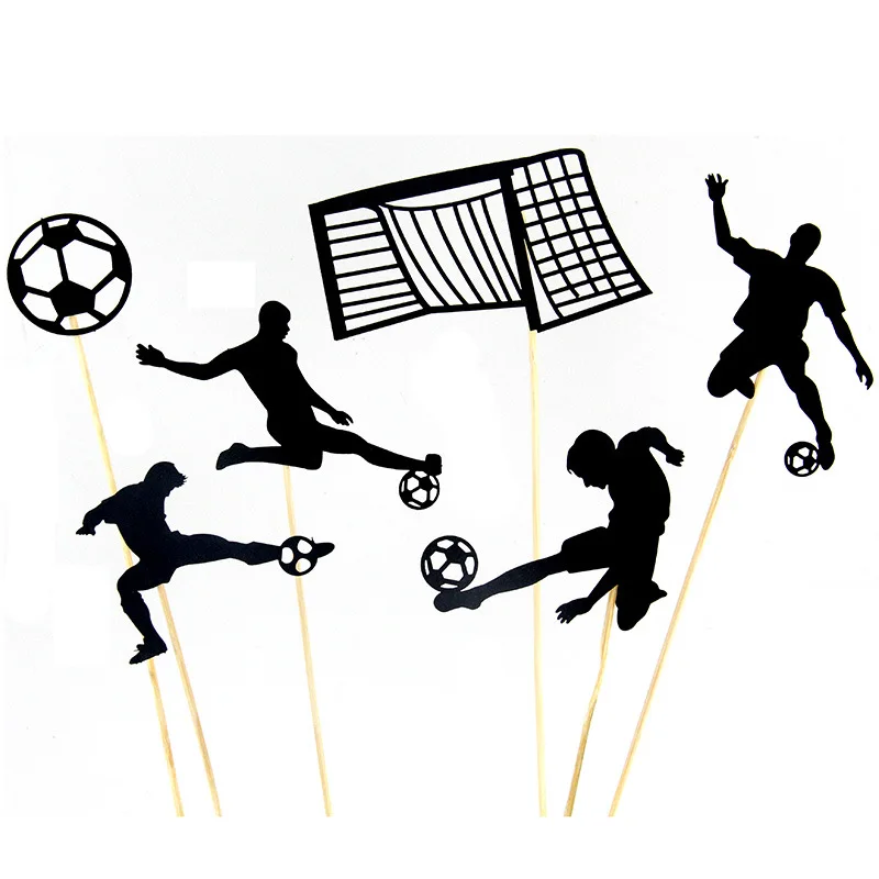 6 Pcs Cake Football Scene Accessories Football Cake Toppers Boys Theme Cake Decoration for Children's Birthday Party DIY Baking