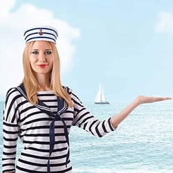 1/3/6 pieces of blue striped sailor hats, white striped sailor navy hats, captain role-playing party, yacht party hats