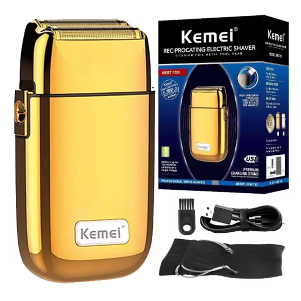

Kemei Tx1 перезаряжаемый металлический корпус Pro электробритва для мужчин волосы борода электрическая бритва машина для гоління лысины отделка выцветание