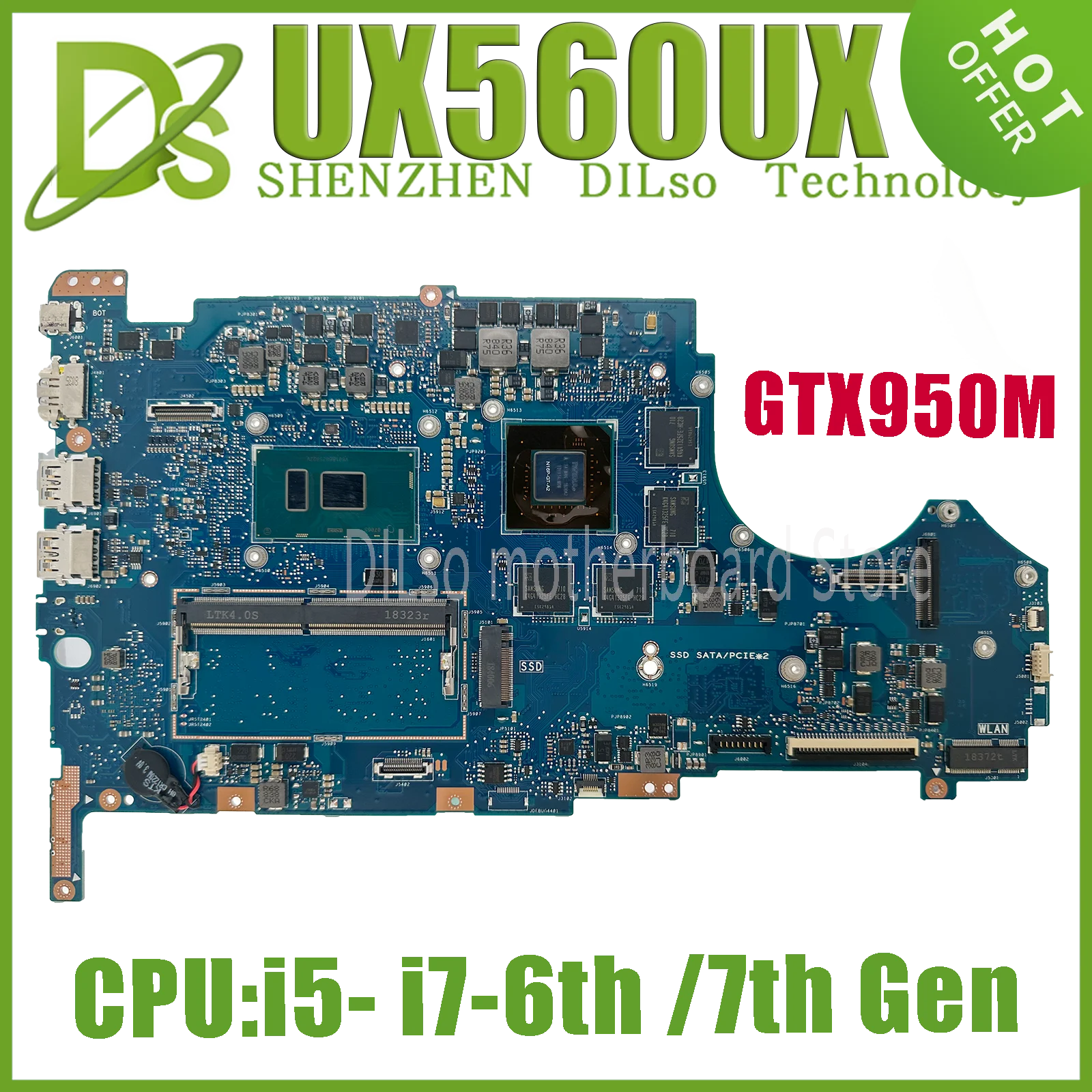 KEFU UX560UQ Mainboard For ASUS UX560UX Q542UQK UX560UQ Q534UXK Laptop Motherboard W/i5-6200U i7-6500U i5-7200U i7-7500U 8GB-RAM