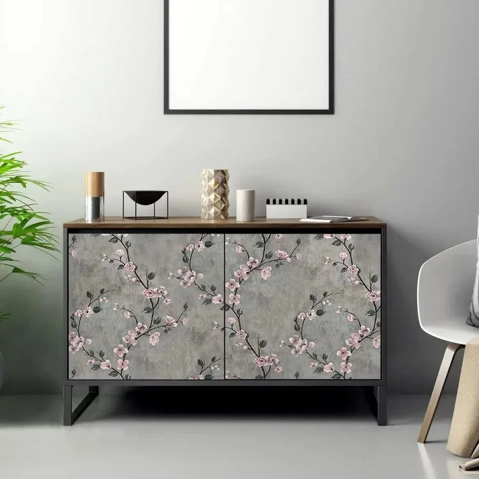Floral Wallpaper Grey Peel and Stick Wallpaper Flower Self Adhesive Wall Paper Roll Removable Contact Paper Decorative
