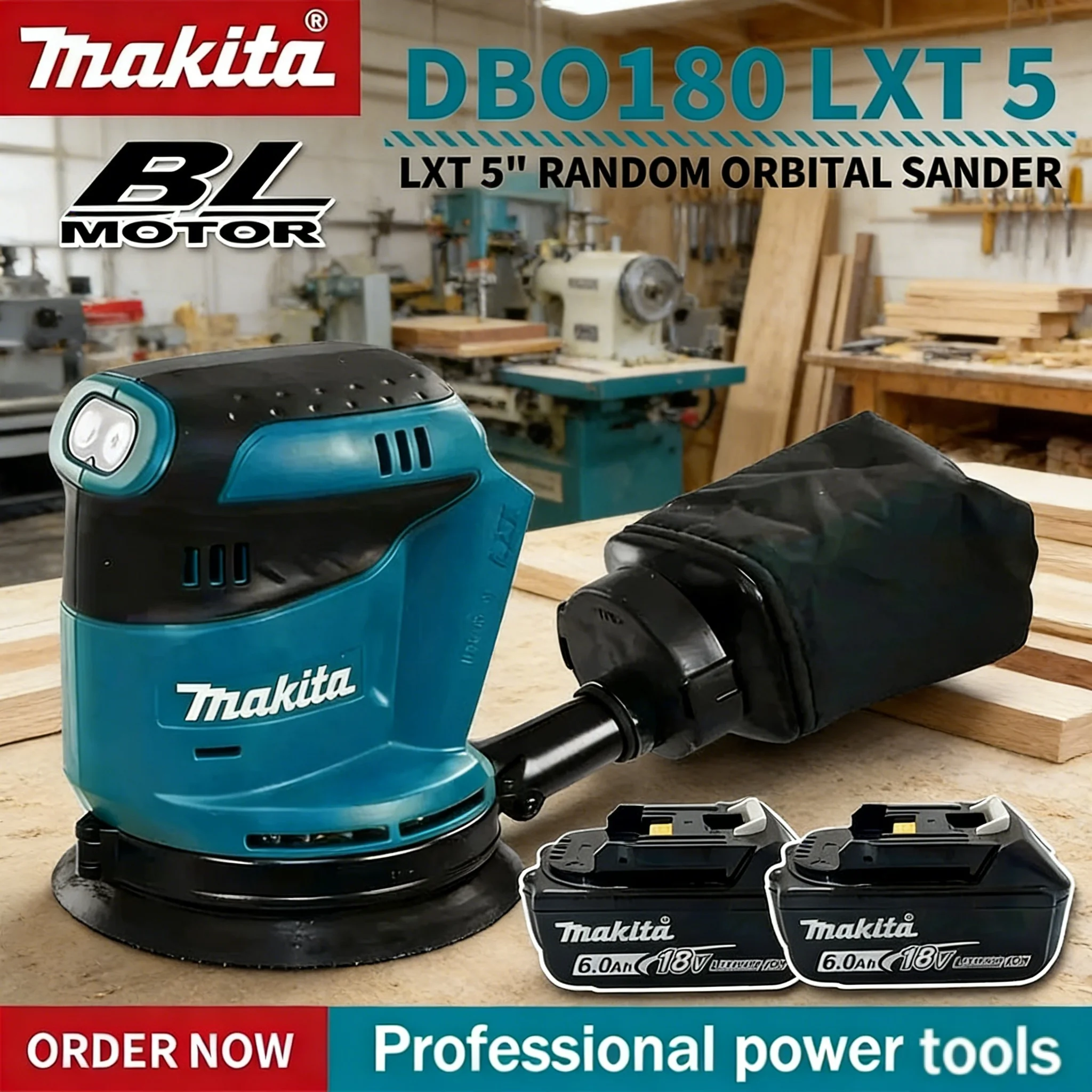 

Makita DBO180Z Lithium ion Cordless Rechargeable Disc Random Track Sanding Machine for Woodworking Mud Polishing 18V