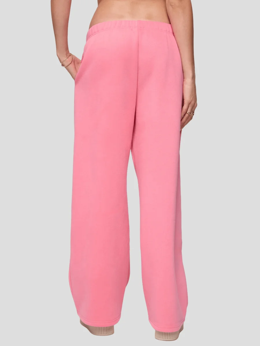 Women Wide Leg Sweatpants Elastic Waist High Rise Baggy Lounge Pants With Pockets Solid Color Loose Casual Athletic Joggers