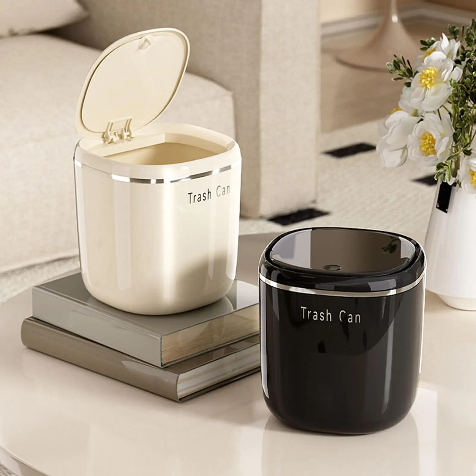 Mini Desk Trash Can 2.6L Small Waste Bin Basket Tabletop Compact Garbage Can For Bathroom Kitchen Bedroom Dorm Room Car Office