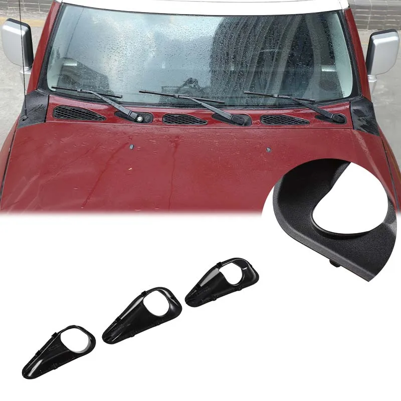 

Для Toyota FJ Cruiser 2007-2021: Декоративные накладки на основание стеклоочистителей капота, черные, из ABS-пластика, OE: 55793-35010, 55794-35010