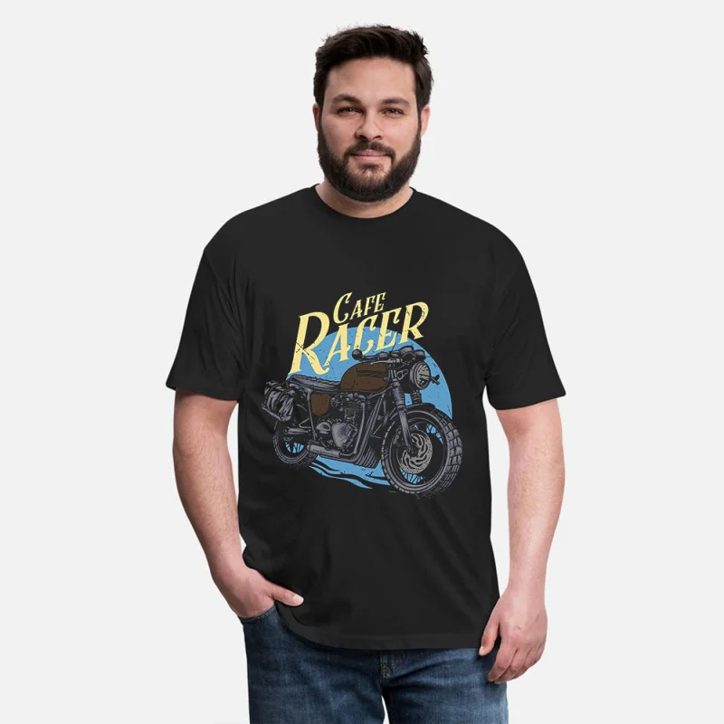 

0419 Vintage Custom Retro Cafe Racer Gift T-Shirt for Racing bikers 100% cotton printed Motorcycle Graphic clothes All size Tops