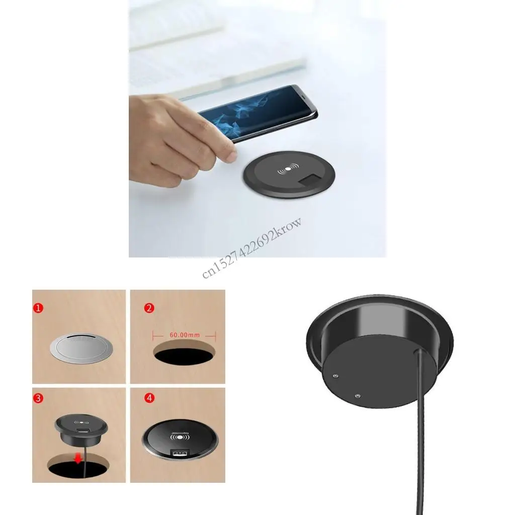 Embedded 10W Wireless Charging Make IT Simple Desk Wireless Desktop Grommet Power Wireless Charging Pad R9CB