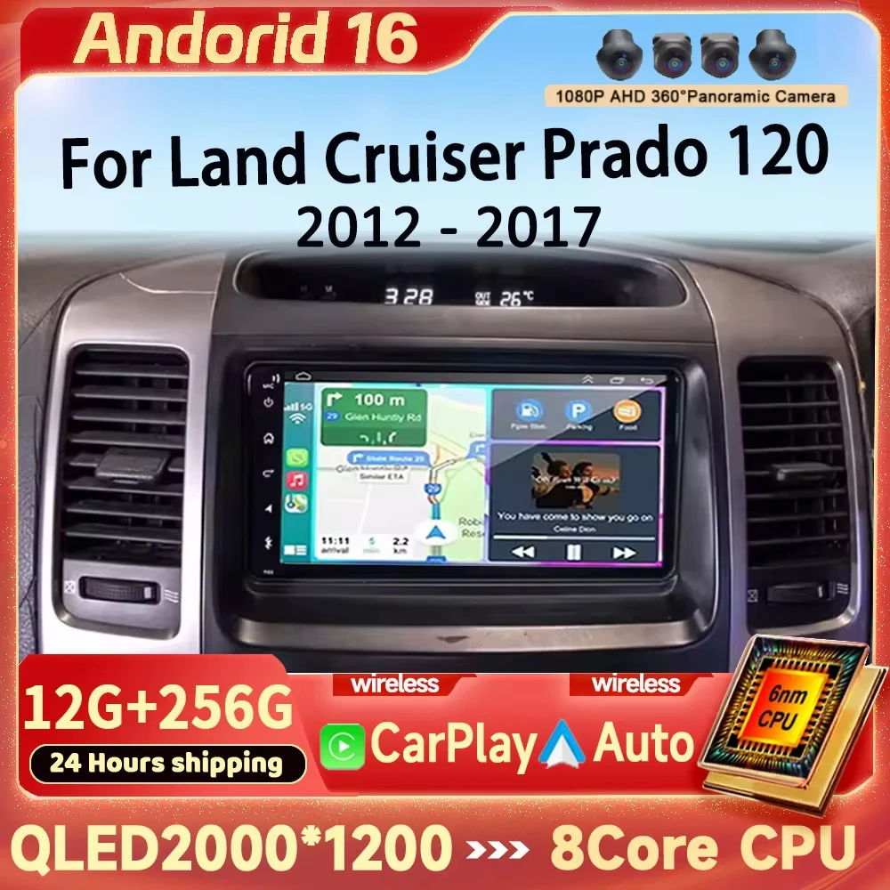 Car Radio For Toyota Land Cruiser Prado 120 3 III For Lexus GX470 GX 470 J120 2002 - 2009 Multimedia Video Player Navigation GPS