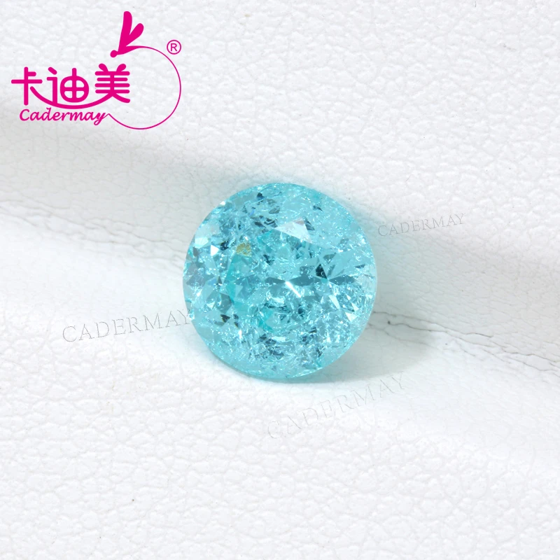 Blue Paraiba Color Lab Grown Yttrium Aluminum Garnet Stone YAG With Ice Crack Inclusion Round Shap For Inlaid Jewelry Making DIY