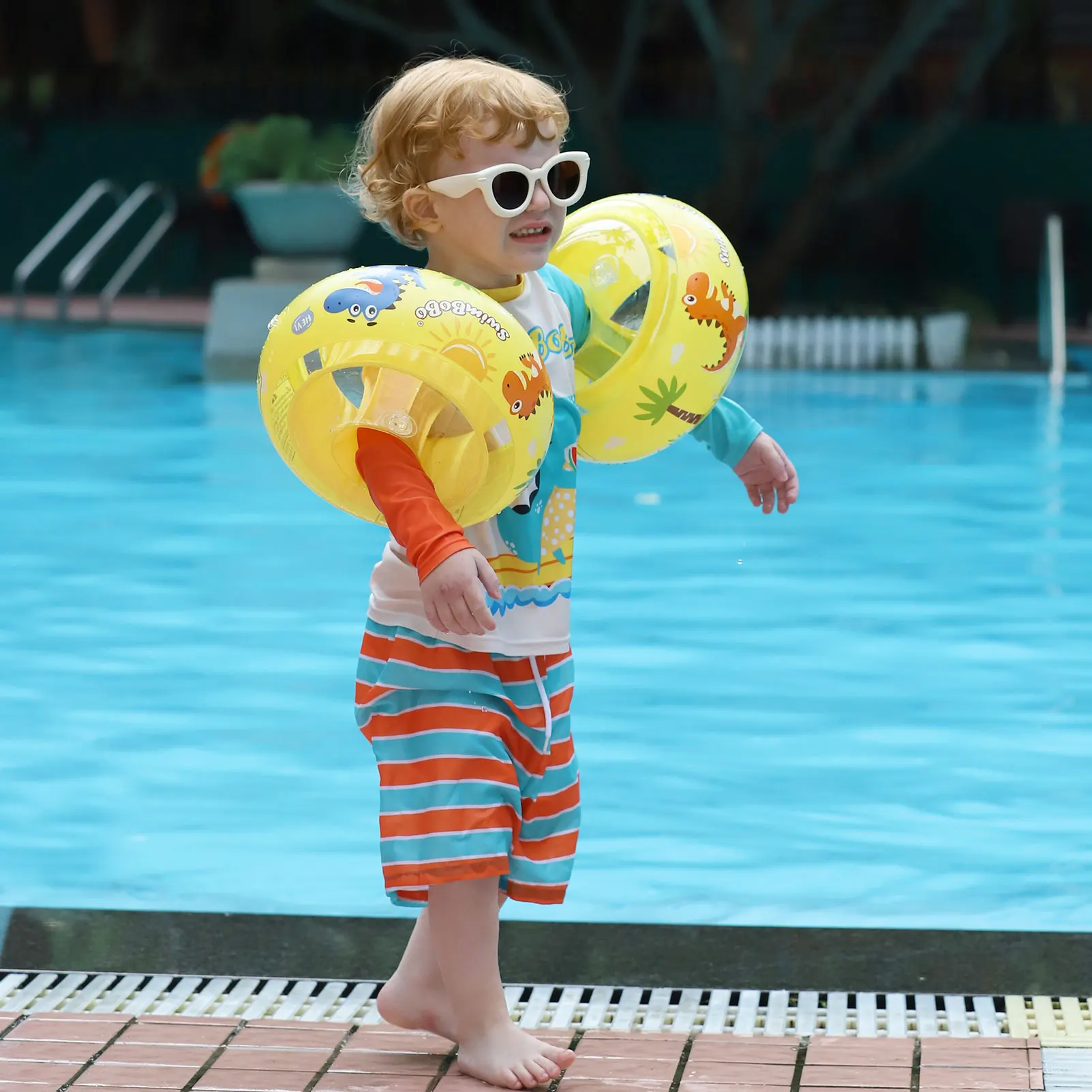 Swimbobo Giallo Estate Nuoto Per Adulti Bambini Ragazzi E Ragazze Sicuro Materiale PVC Braccio Galleggiante Braccialetti Gonfiabile Anello di Nuoto Acqua