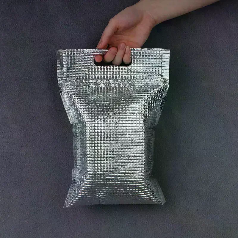 Aluminum Foil Insulated Thermal Bags 5Pcs Cold Heat Retention for Takeaway Camping Grocery Trip Hiking