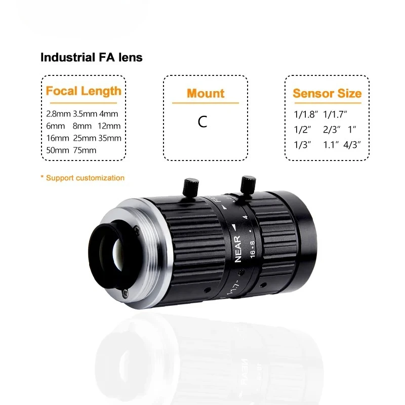 

HIFLY Превосходный хит продаж 12MP 50mm 1/1.7 "F2.4-F16 Объектив машинного зрения FA для промышленной камеры