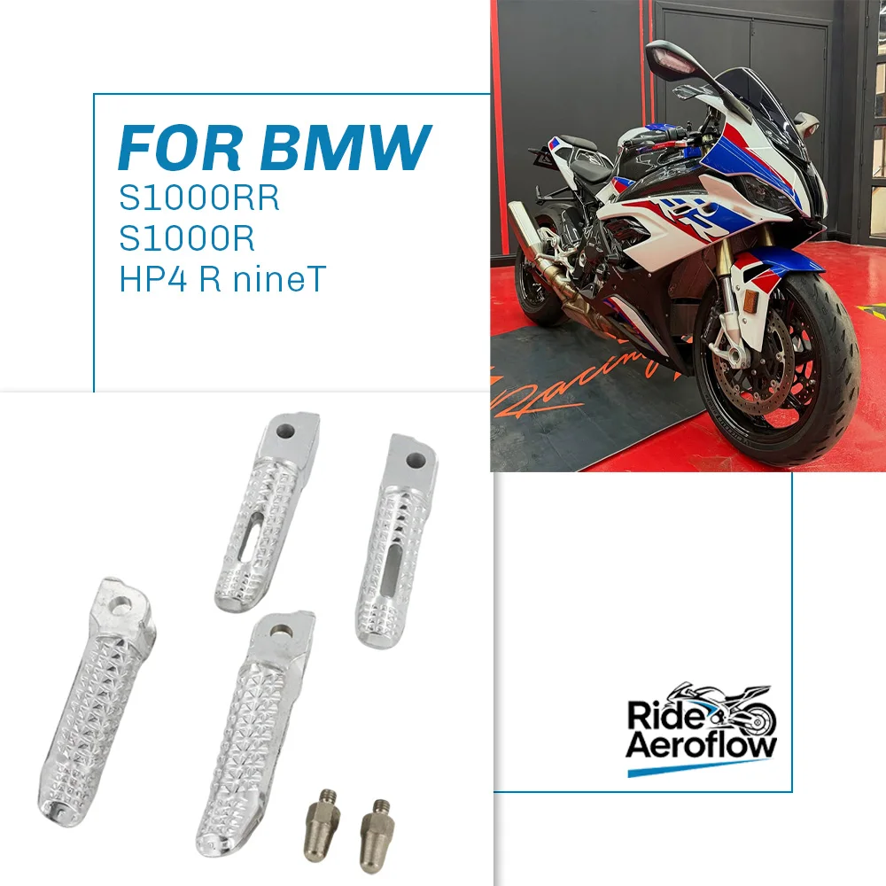 

Motorcycle Silvery Front Footrests Foot Pegs Pedals Accessory For BMW S1000RR 2010-2020 HP4 2013-2015 S1000R 2014-2020