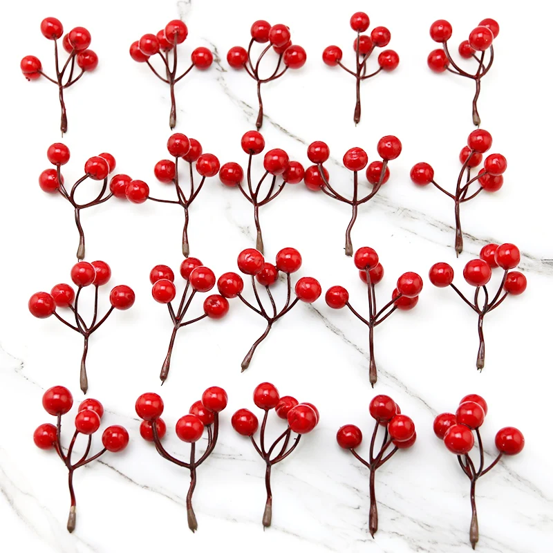 (20pcs/pack)7.5cm Size Red Berry Cherry Christmas Tree Pendant For Wedding Box Decoration Party Arrangement