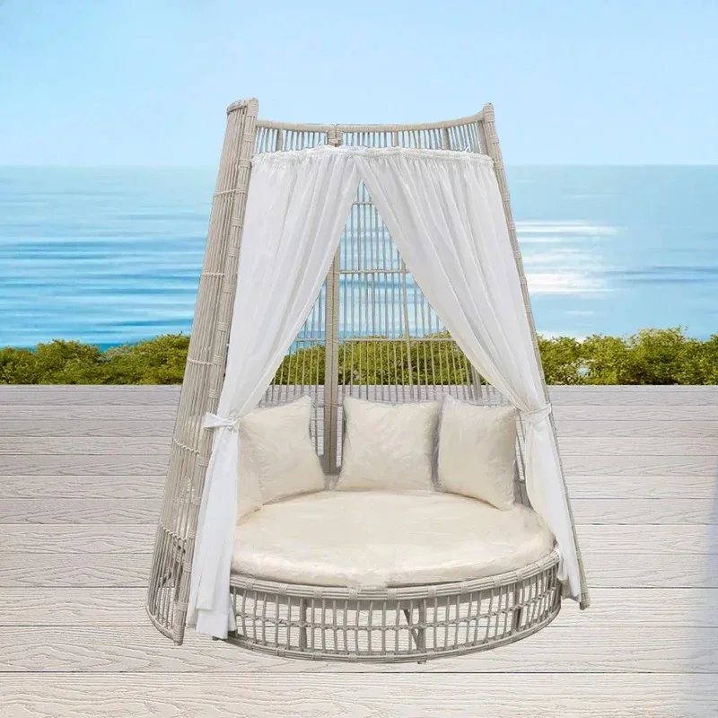 

Cube Hotel Resort Rattan Beach Cabana Pool Sun Loungers Bali Round Sunbeds Outdoor Furniture