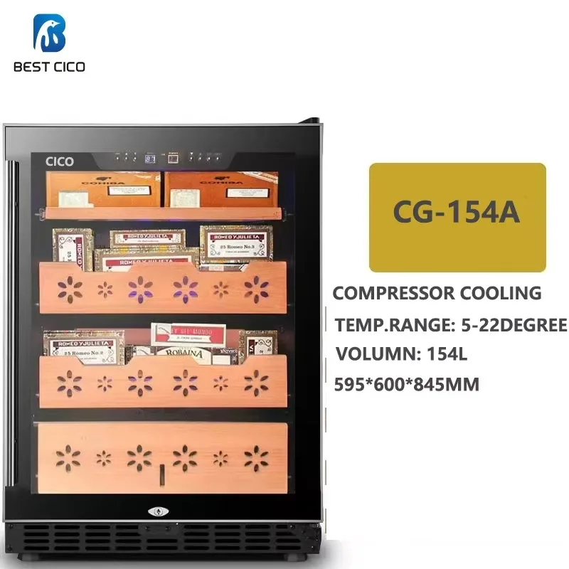 

Шкаф-холодильник для сигар, 154 л, хьюмидор для сигар, кедровое дерево, электронный холодильник для сигар CG-154A