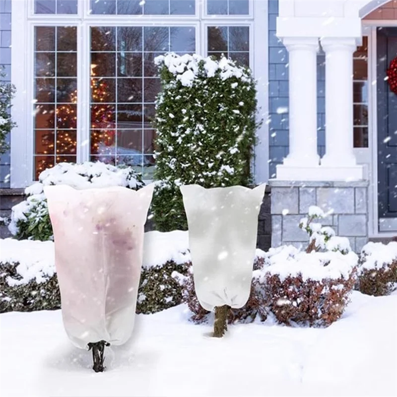 

75STO-Winter Plant Cover - Frost Protection Tree Bag With Drawstring & Zipper, Non-Woven Fabric