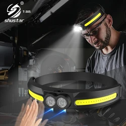 Powerful LED Headlamp XPE+COB Motion Sensor Headlight USB Rechargeable Camping Fishing Lantern Waterproof Floodlight Flashlight