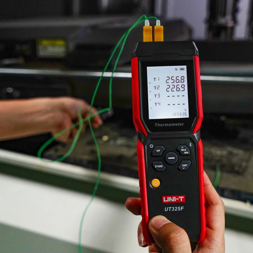 UNI-T UT325F 4 Channels Thermometer for K J T E R S N Type Thermocouples Digital Temperature with Data Storage Analysis Software