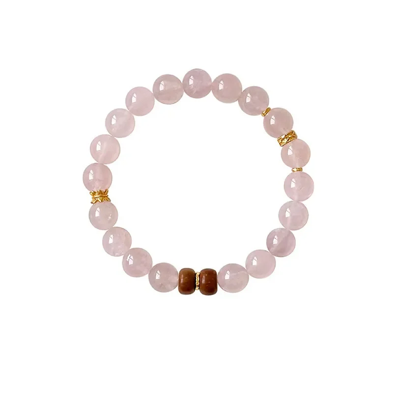 "Sakura Time" Natural Mo Powder Crystal Bracelet Women's New Chinese Beaded Bracelet Good Luck and Gentle Recruitment Peach