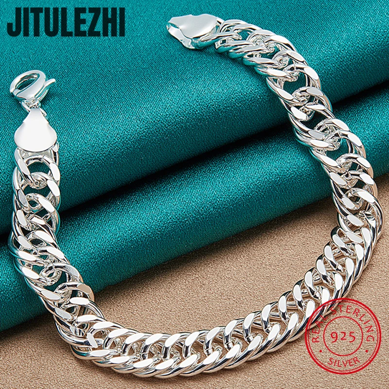 Pulsera de plata de ley 925 para hombre, brazalete de cadena cubana elegante, regalo perfecto, 1 unidad