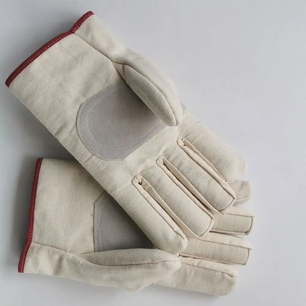 1Pair Double Thickened Canvas Gloves Stab Proof Wear Resistant Labor Protection Gloves Thermal Insulation Anti Cutting