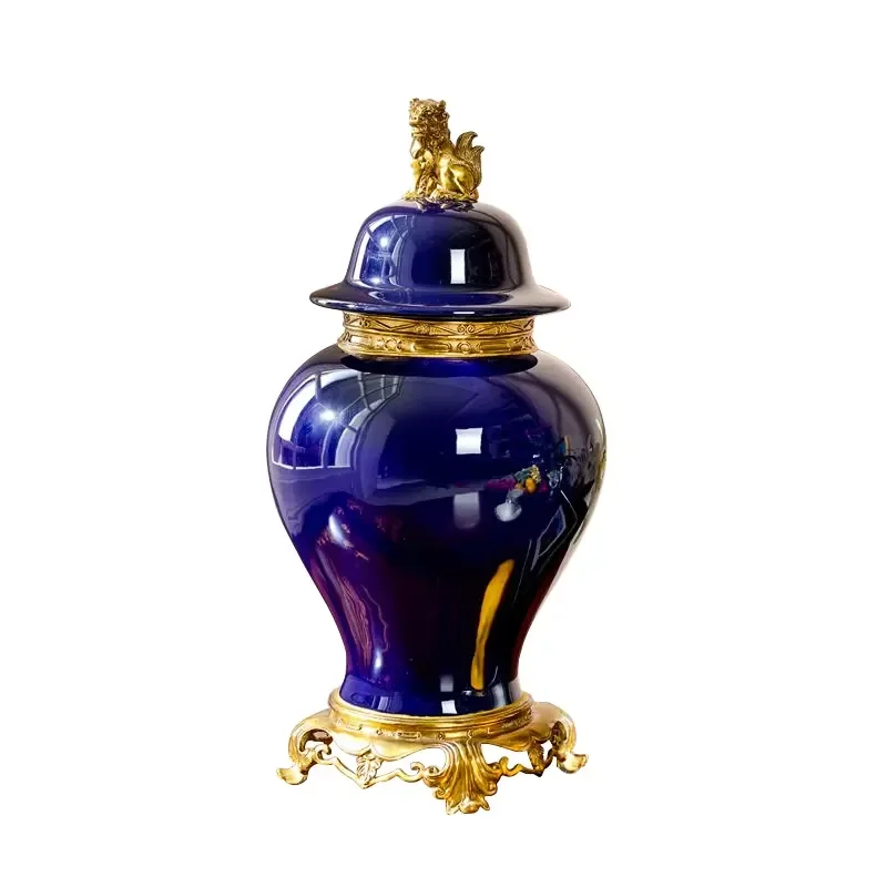 From Direct Manufacturer Produce Fancy Hand Made Antique Honey Ceramic Pot Home Decor Goods for Living Room Brass Ceramic Jar