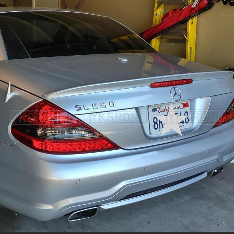 For Mercedes-Benz SL-Class R230 SL350 SL500 SL55 SL63 2006 -2012 FRP Unpainted Real Carbon Fiber Spoiler Trunk Boot Wing Spoiler
