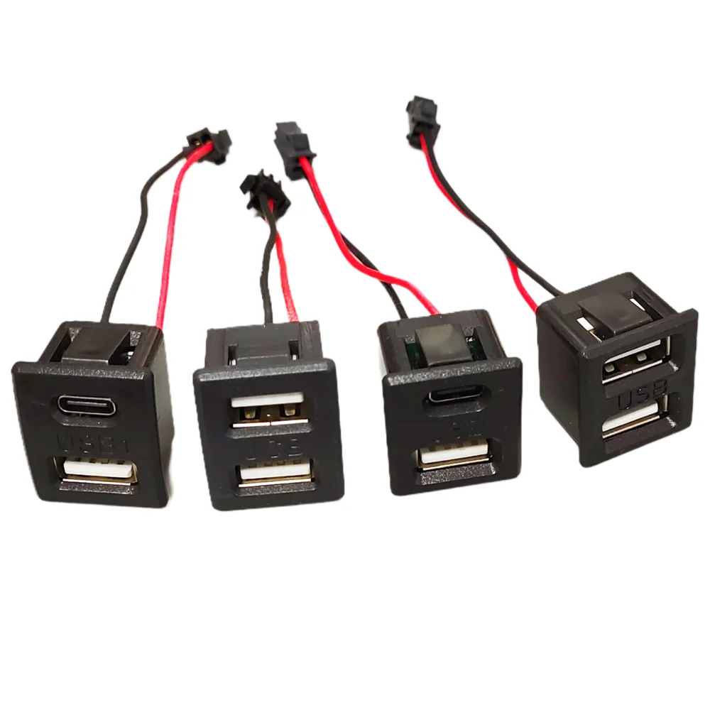 Double Layer USB Socket Type-C Female + USB A Female Charging Power Socket with JST SM Connector Wire for LED Light Power Supply