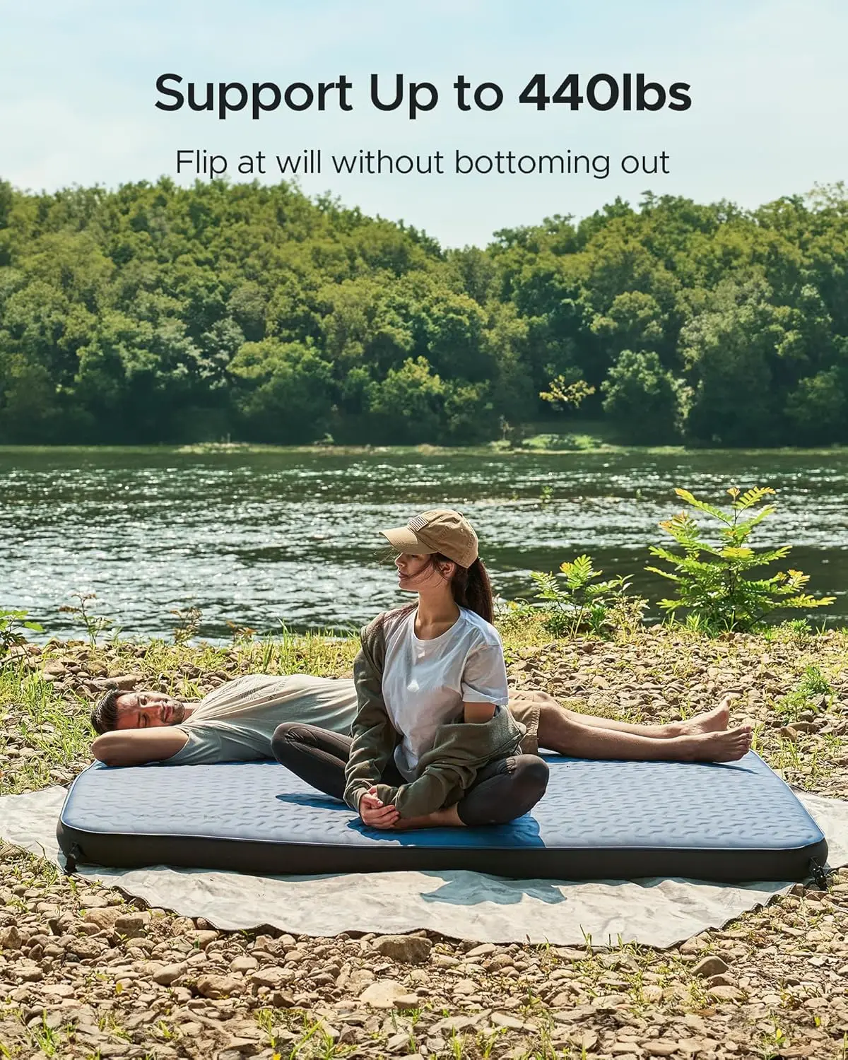 Colchoneta para dormir autoinflable de 4" de grosor con espuma, estructura telescópica innovadora en forma de Y, colchón para acampar ultraportátil,