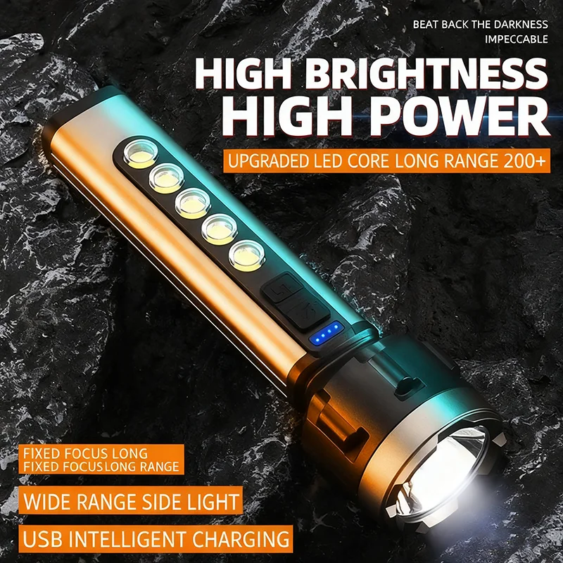 مصباح LED فائق القوة قابل لإعادة الشحن USB مقاوم للماء مع بطارية مدمجة COB خرزة مصباح فانوس فائق السطوع للتخييم