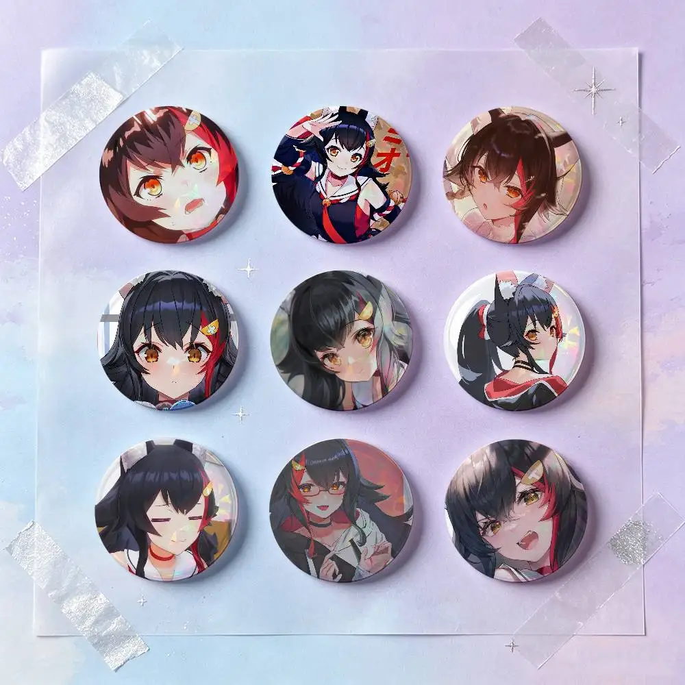 Mio Ookami Anime-Charakter-Abzeichen, runde, kreative Anstecknadel, Brosche, Taschen-Deko-Accessoires, Geschenke für Fans und Freunde zum Sammeln