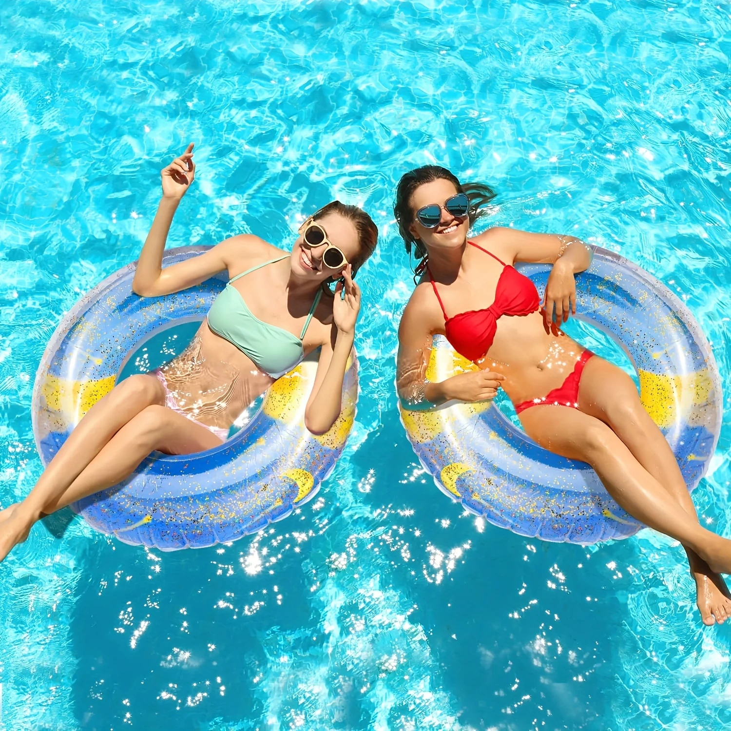 "Wave Rider" Premium Inflatable Swimming Ring For Adults - Durable Pvc, Perfect For Pool & Water Sports