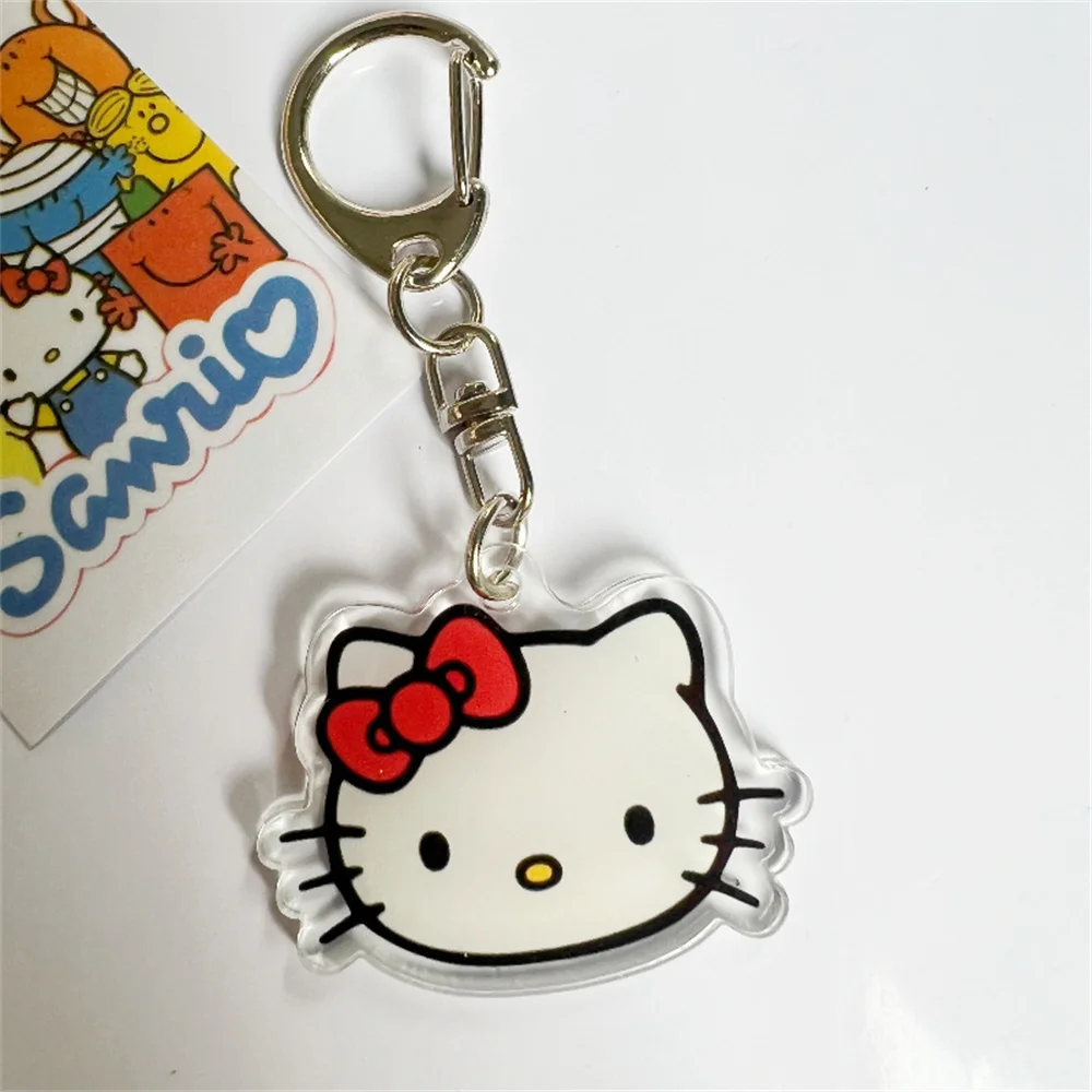 Cartoon Hello Kitty Cat Acrylic Keychain Anime Figures Keychain Backpack Pendant Keyring Double-sided Kids Toys Accessories Gift