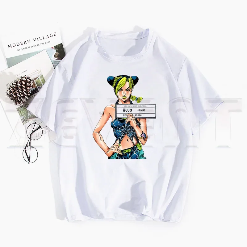 JoJo Bizarre Adventure Stone Ocean Steel Ball Run Lion Printed T Shirts Spring Tops Tees Men Women Short Sleeve Casual T Shirt