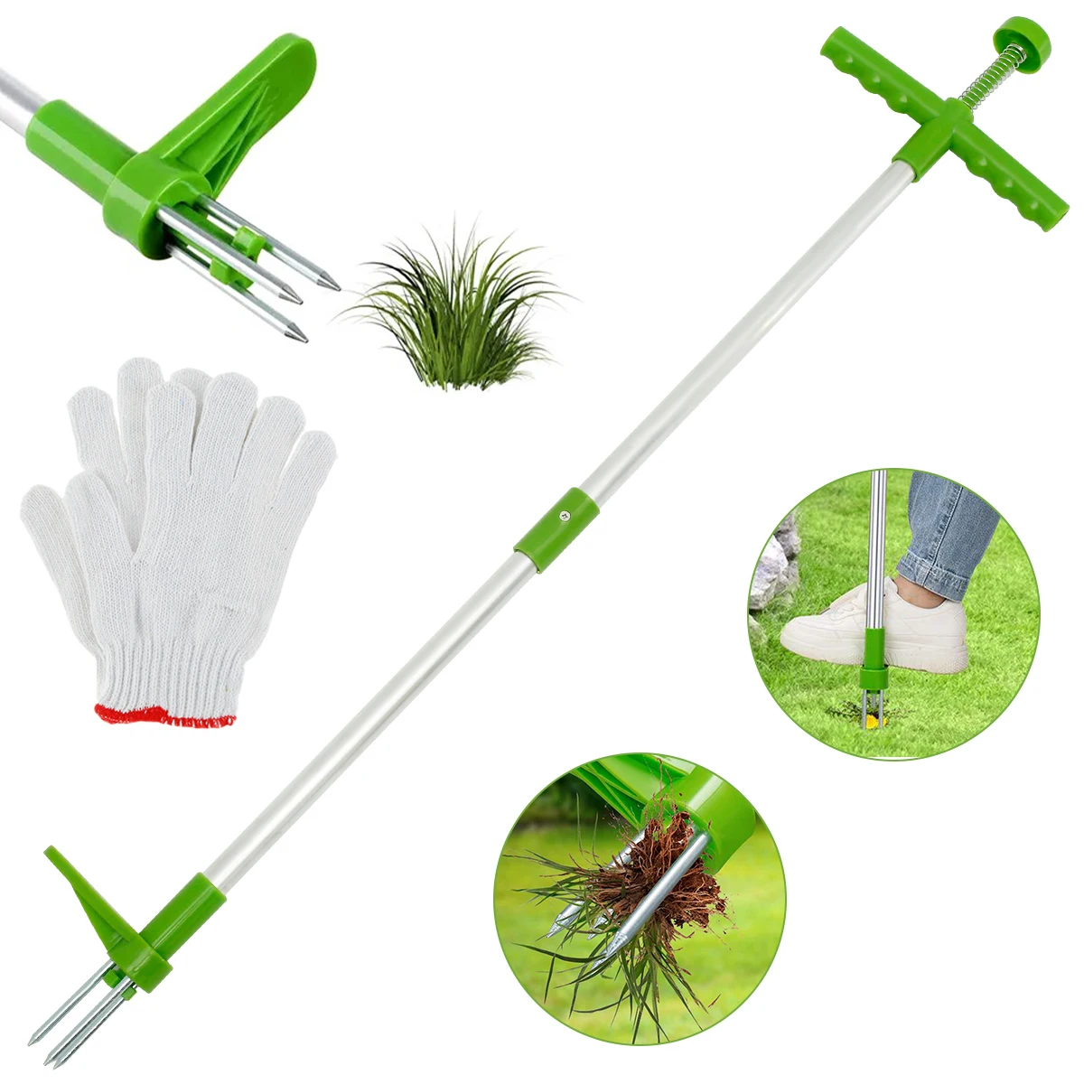 39inch Weed Puller Stand Up Handle Manual Weed Removal Tools Long Hand Tool with Stainless Steel Claw Sturdy Lightweight Pulling